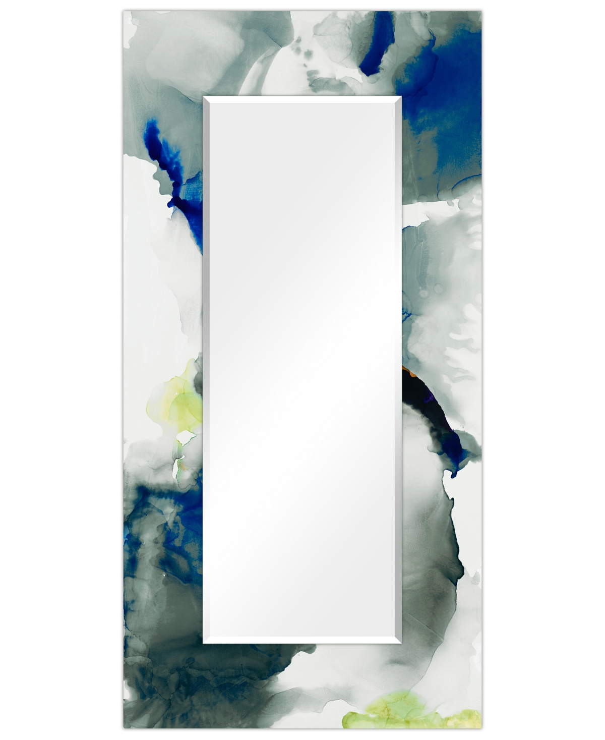 'Ephemeral' Rectangular On Free Floating Printed Tempered Art Glass Beveled Mirror, 72" x 36" - Multicolor