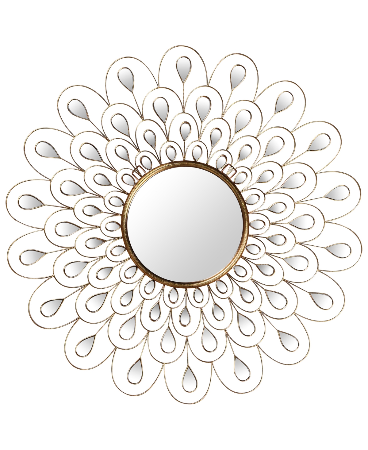 'Flower Burst' Bling Round Wall Mirror, 36" x 36" - Gold-Tone
