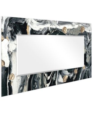 'Ebony' Rectangular On Free Floating Printed Tempered Art Glass Beveled Mirror, 72" x 36"