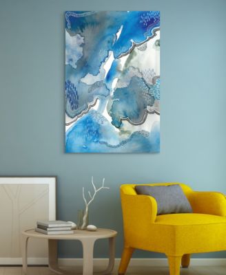 'Subtle Blues I' Frameless Free Floating Tempered Glass Panel Graphic Wall Art, 32" x 48"