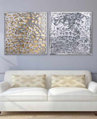 Enigma Polished Steel Leaf 3D Abstract Metal Wall Art, Set of 2, 32" x 64"
