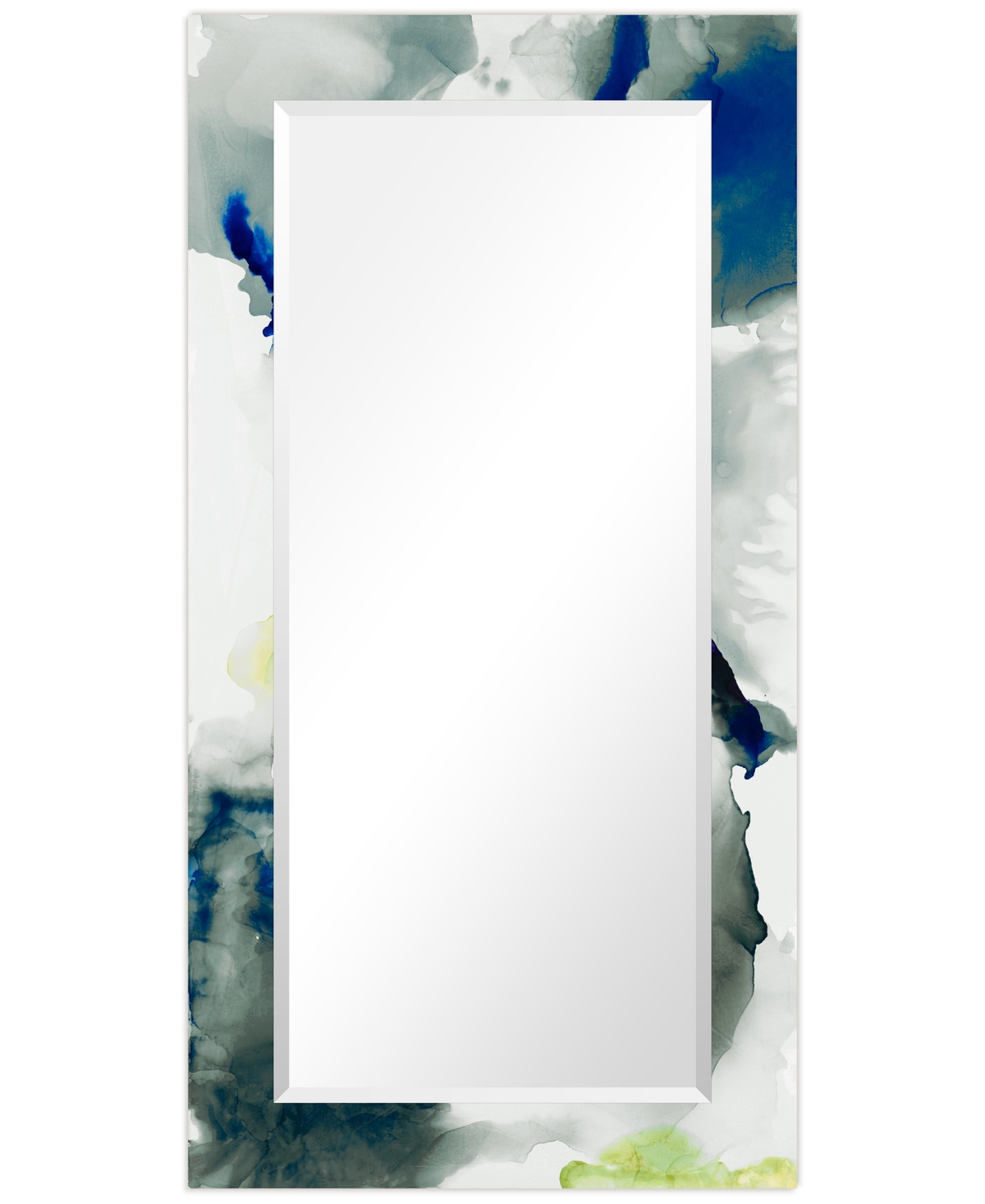 'Ephemeral' Rectangular On Free Floating Printed Tempered Art Glass Beveled Mirror, 54" x 28" - Multicolor
