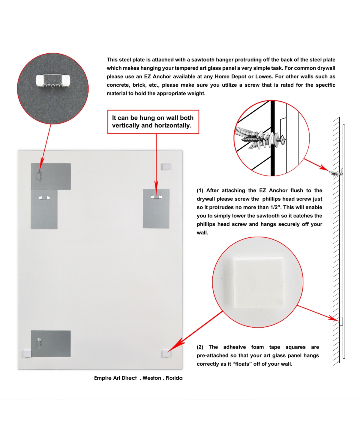 Empire Art Direct 'Subtle Blues' Rectangular On Free Floating Printed Tempered Art Glass Beveled Mirror,