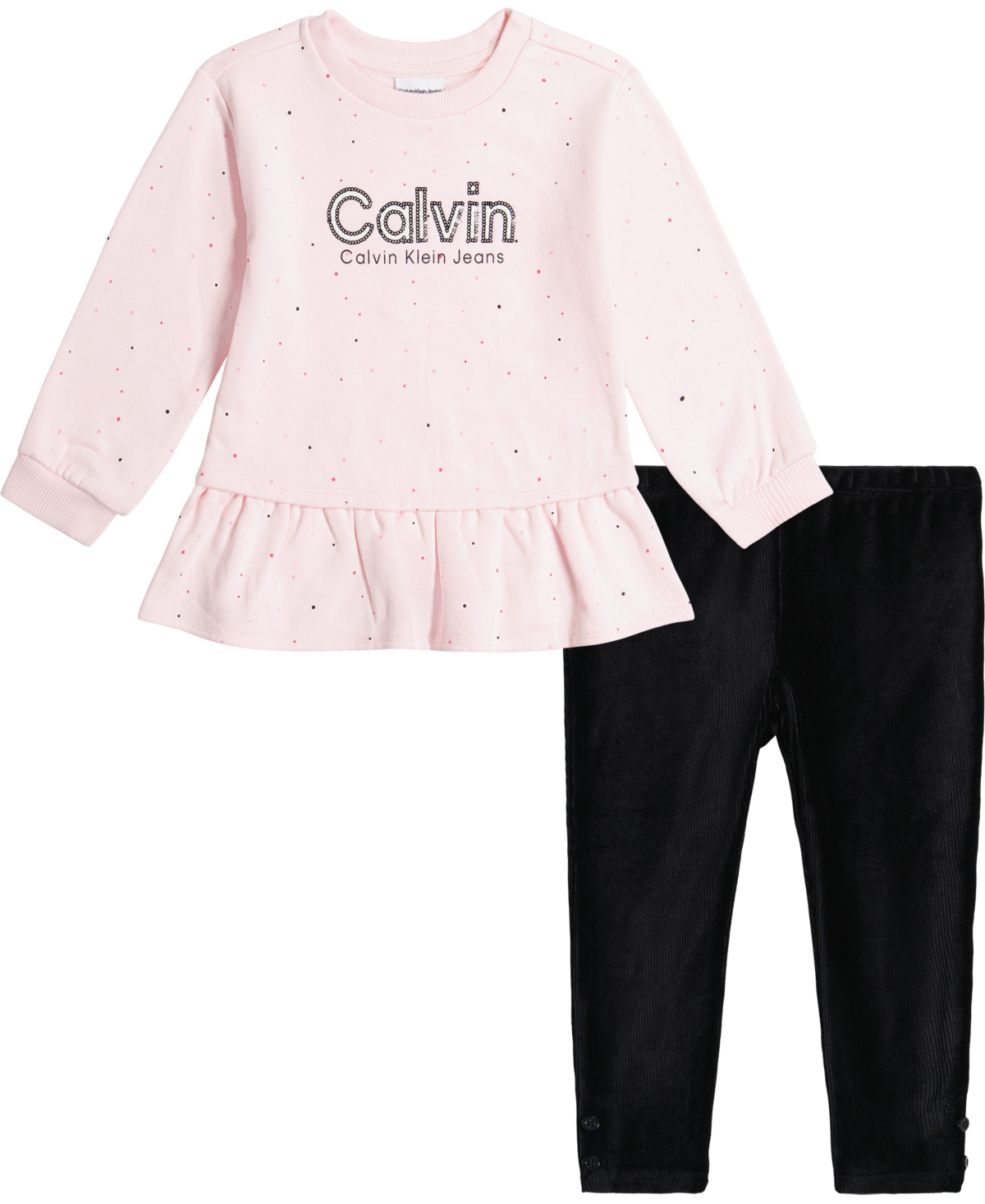 Calvin Klein Toddler Girls Logo Fleece Skirted Pullover And Ribbed Velour  Leggings Set, 2 Piece In Pink | ModeSens
