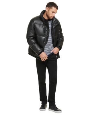 Calvin Klein Men's Faux Leather Classic Puffer Jacket - Macy's