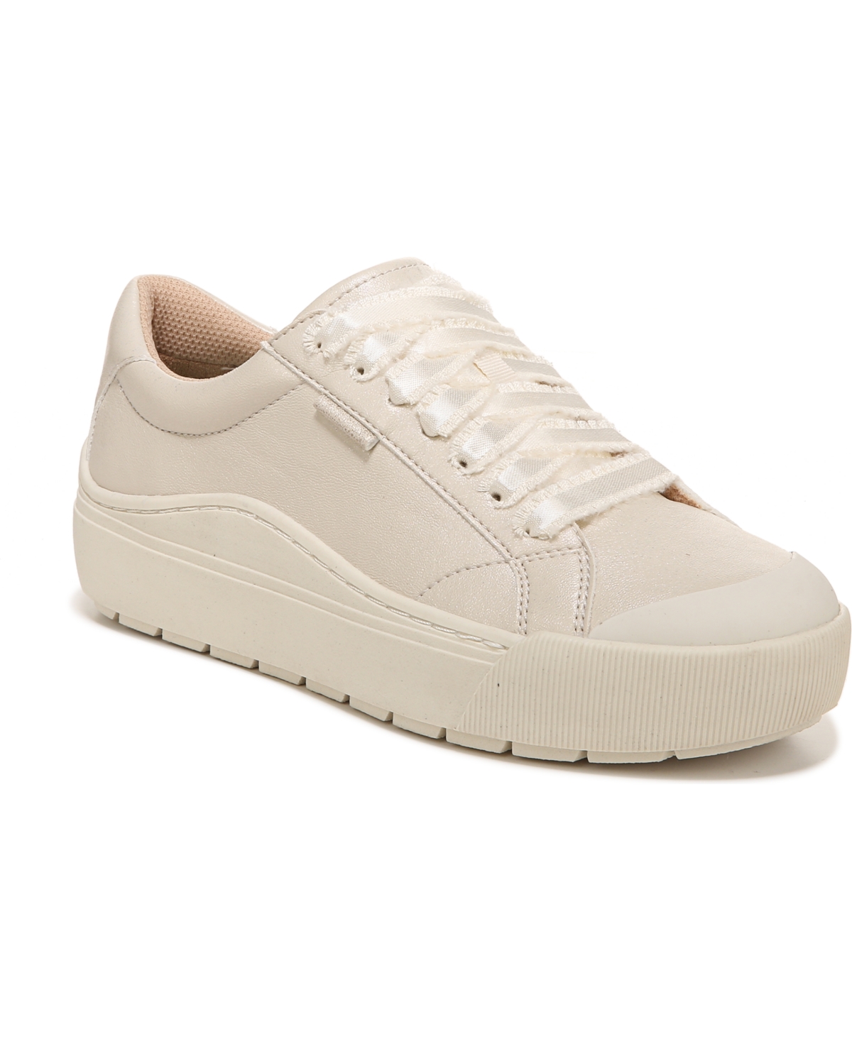 Shop Dr. Scholl's Women's Time Off Platform Sneakers In Beige Faux Leather