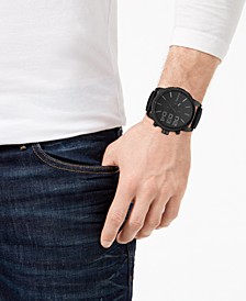 Men's Chronograph Black Leather Strap Watch 58x52mm