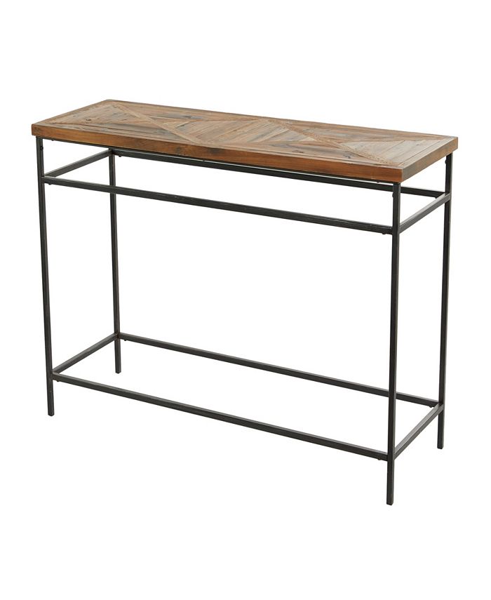 Rosemary Lane Metal Rustic Console Table with Brown Wood Top, 48" x 16