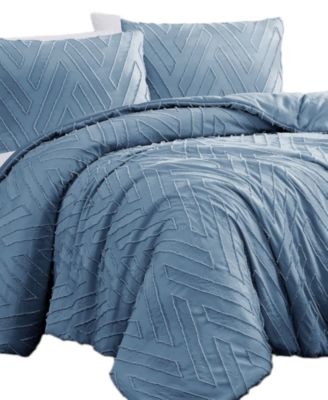 Chevron Clipped 3-Pc. Jacquard Comforter Set, Twin