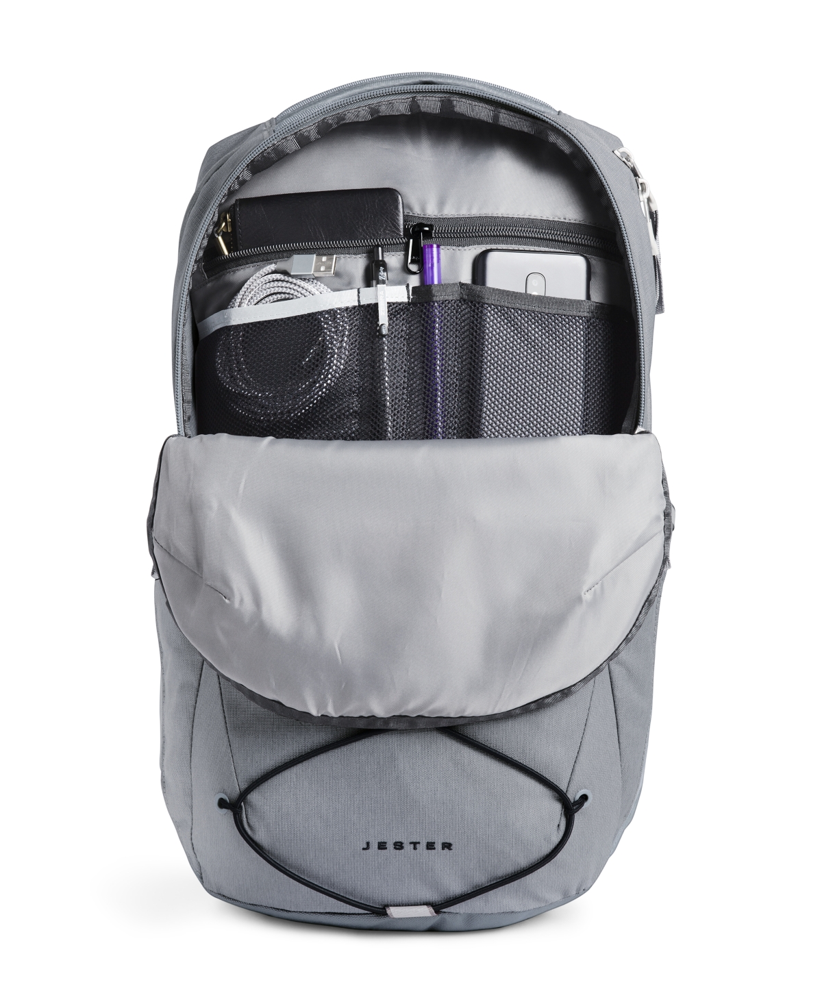 The North Face Jester Water Repellent Backpack In Mid Grey Dark Heather,tnf Black