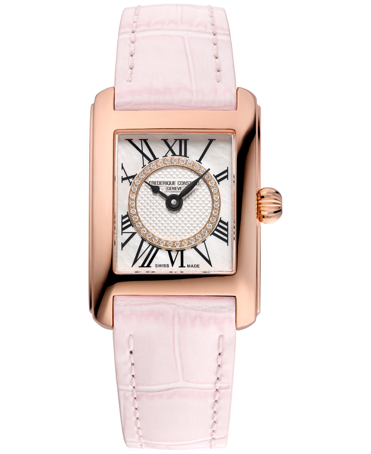 Women's Swiss Classic Carree Diamond (1/20 ct. t.w.) Blush Leather Strap Watch 23mm - Blush