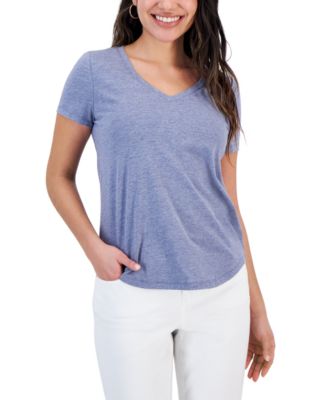 売れ筋商品|||スタイルアンドコー カットソー トップス レディース Petite Dyed Geo Perfect V-Neck Tee, Exclusively at Macy's Fiesta Yellow Combo Style & Co Petite V-Neck Perfect T-Shirt, Created for Macy's