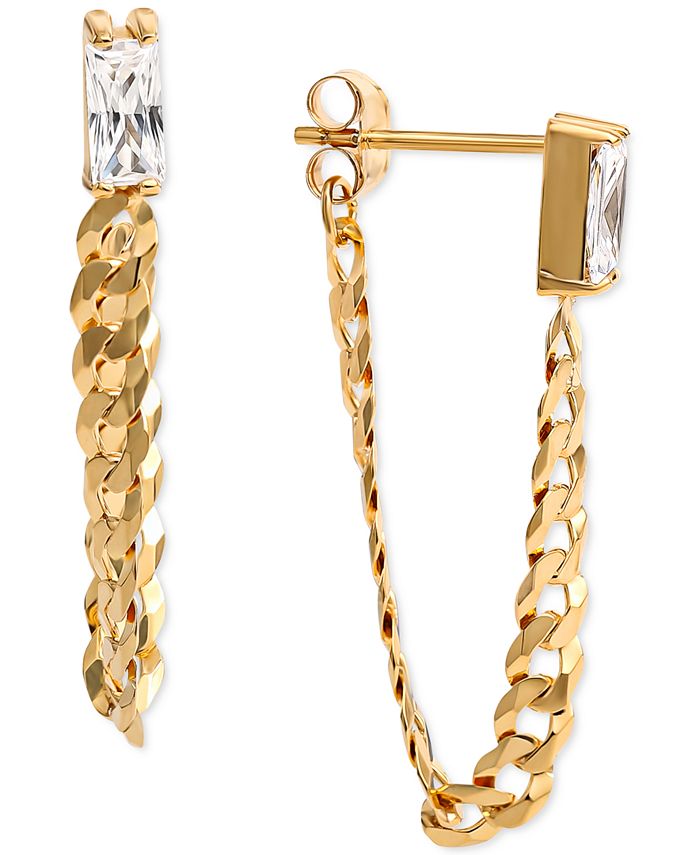 Giani Bernini Cubic Zirconia Initial Dangle Hoop Earrings 18k Gold-Plated  Sterling Silver, Created for Macy's