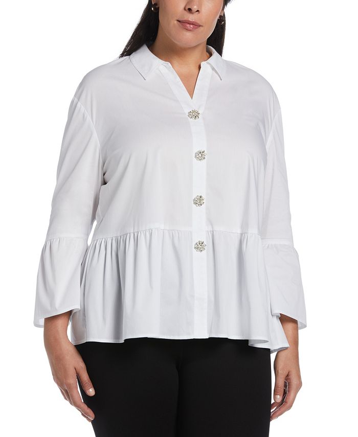 ELLA Rafaella Plus Size Poplin Peplum Blouse Macy s