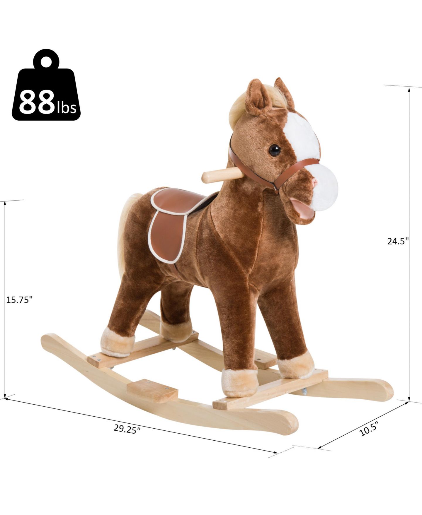 Детская мягкая игрушка Qaba Kids Plush Rocking Horse With Simulated Sounds, 88-Lb. Capacity, Ages 3-4 — фото 3