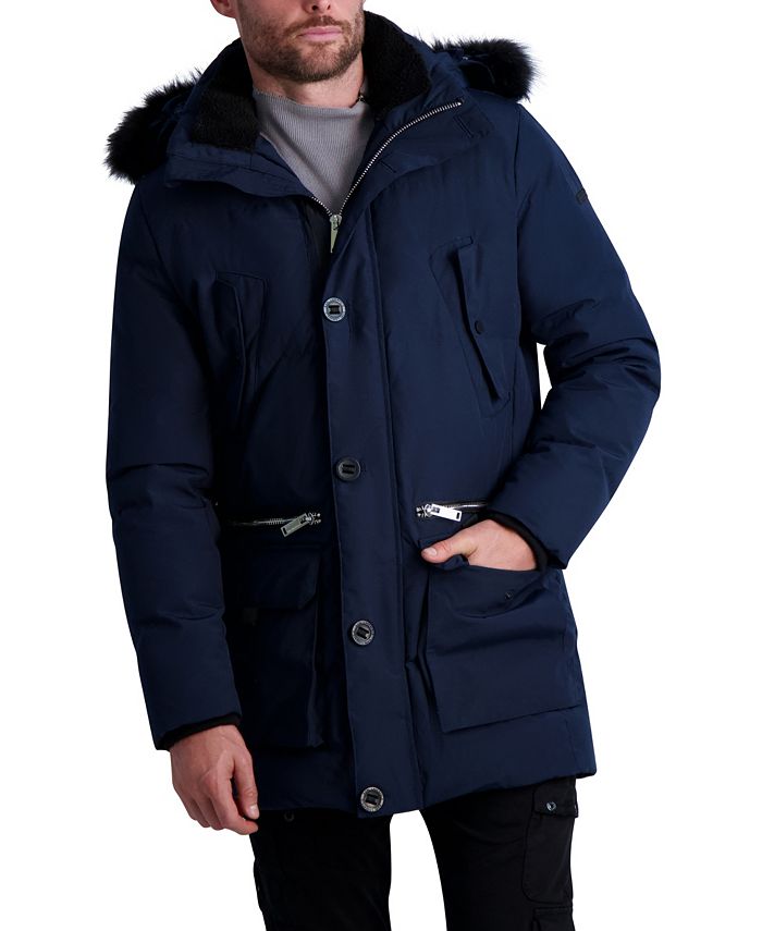 Karl Lagerfeld Paris Men's Parka with Sherpa Lined Hood Jacket - Macy's