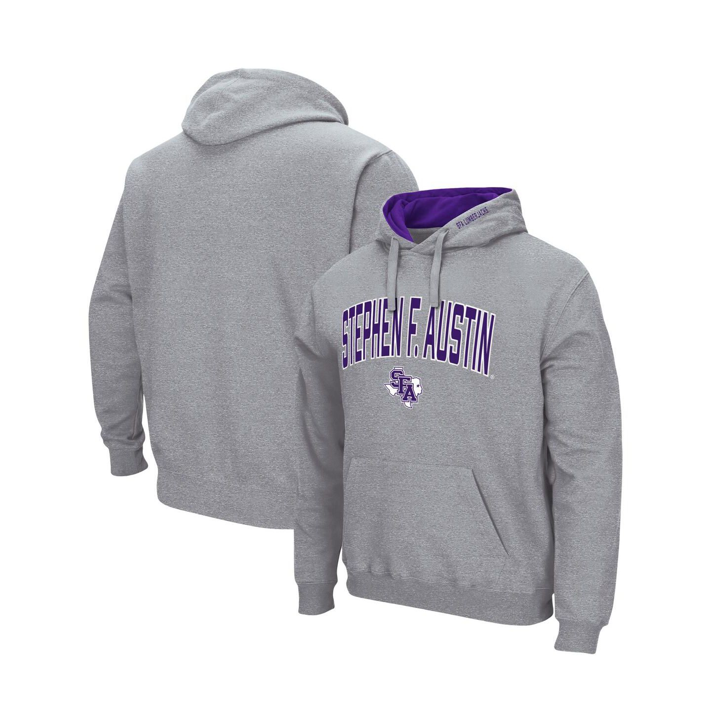 Мужское худи Colosseum Stephen F Austin Lumberjacks Arch and Logo Pullover, цвет: Меланжевый серый — фото 1