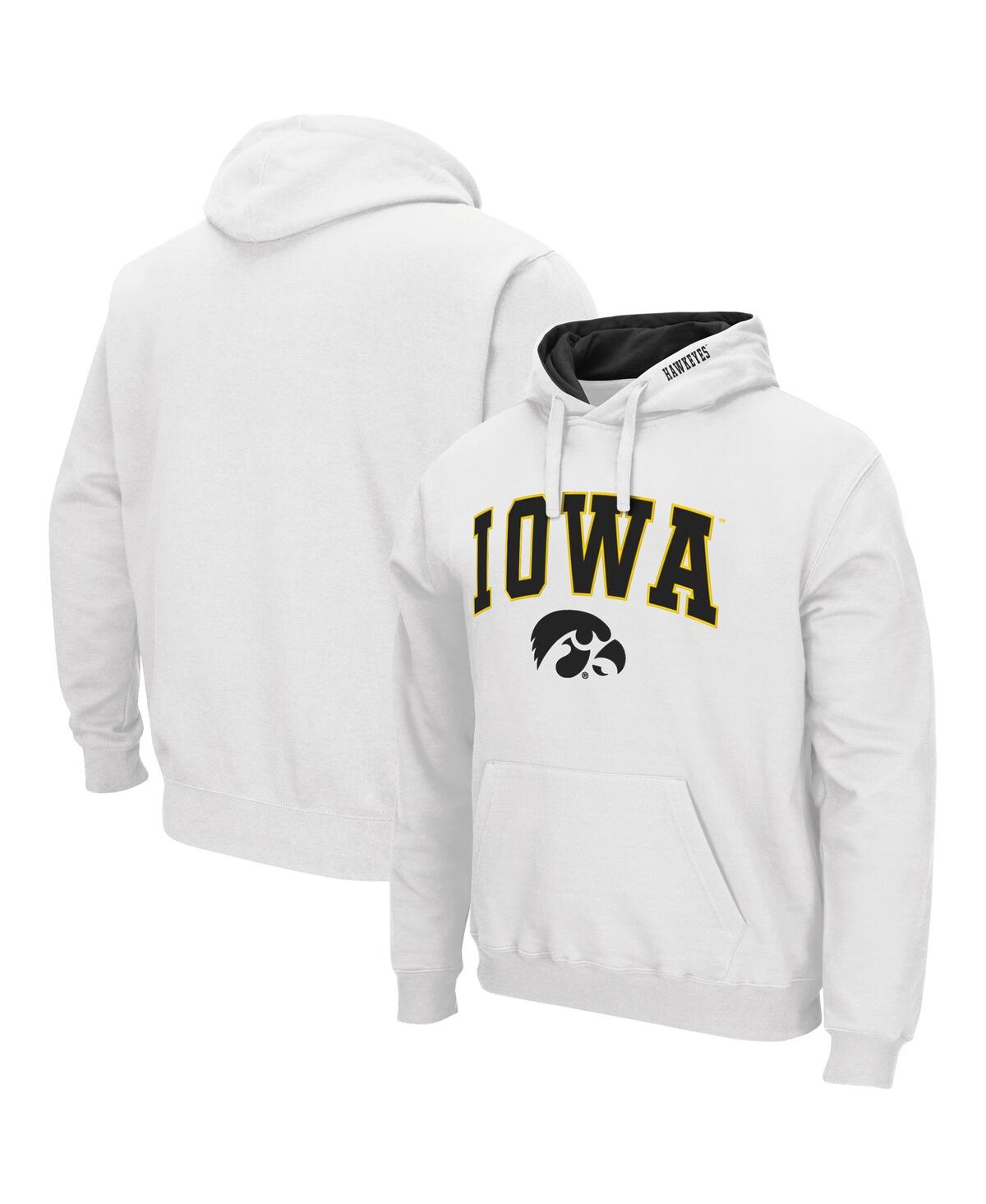 COLOSSEUM MEN'S COLOSSEUM WHITE IOWA HAWKEYES ARCH & LOGO 3.0 PULLOVER HOODIE
