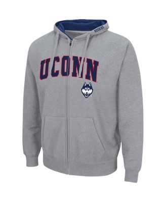 Men's Heathered Gray UConn Huskies Arch and Logo 3.0 Full-Zip Hoodie