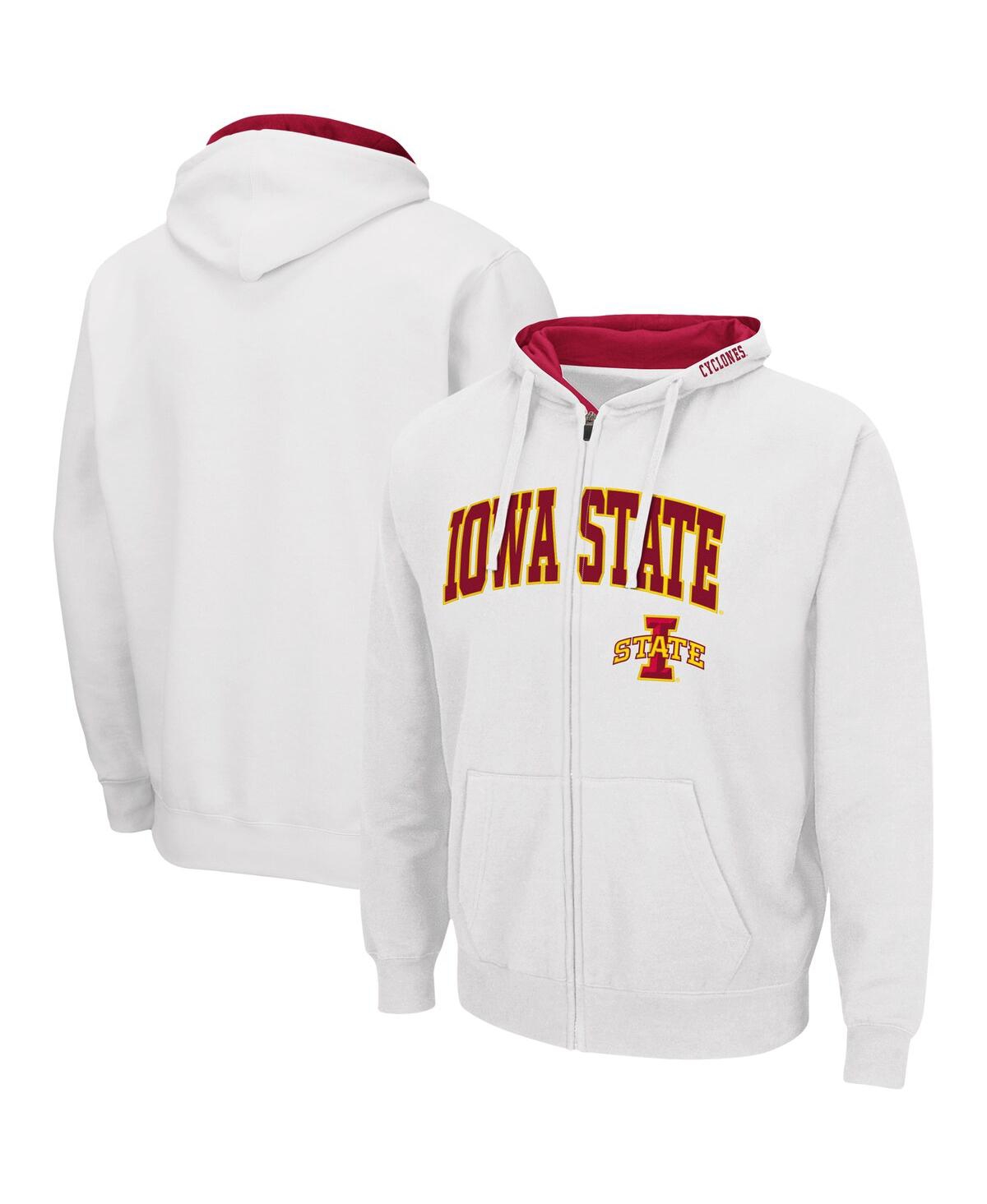 Colosseum Men's  White Iowa State Cyclones Arch And Logo 3.0 Full-zip Hoodie In White