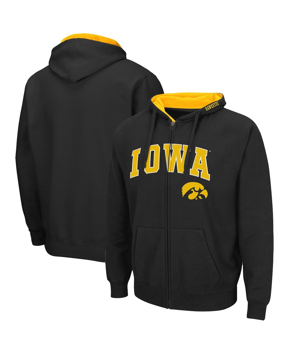 Colosseum Men's Black Iowa Hawkeyes Arch Logo 3.0 Full-zip Hoodie In Black