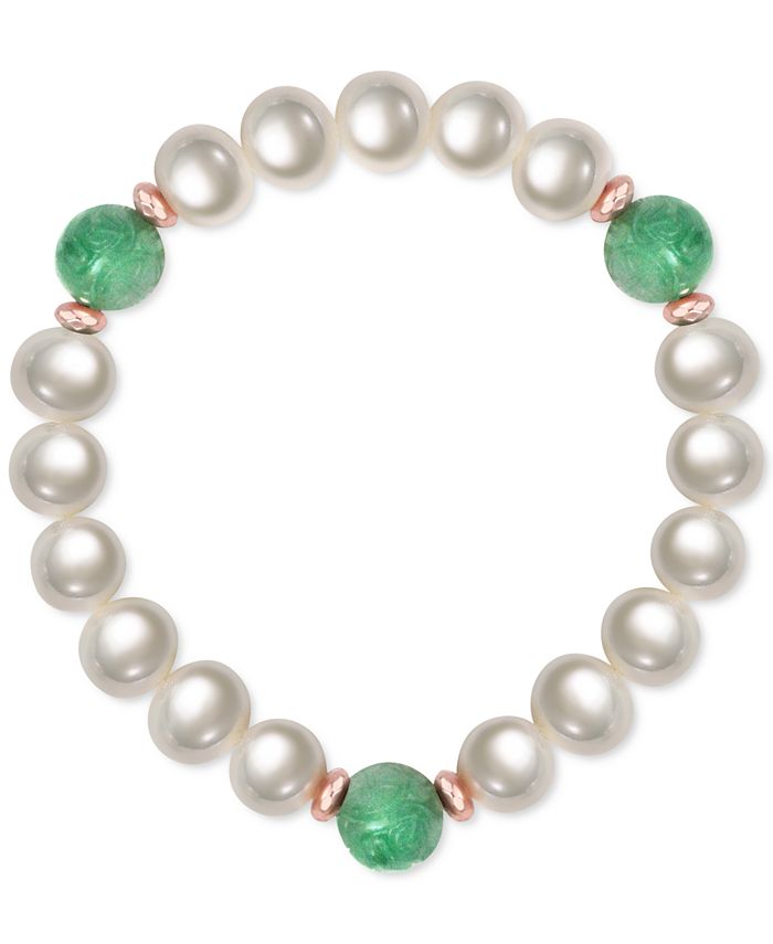 Macy s Cultured Freshwater Pearl 9mm Jade Rose Gold Plated