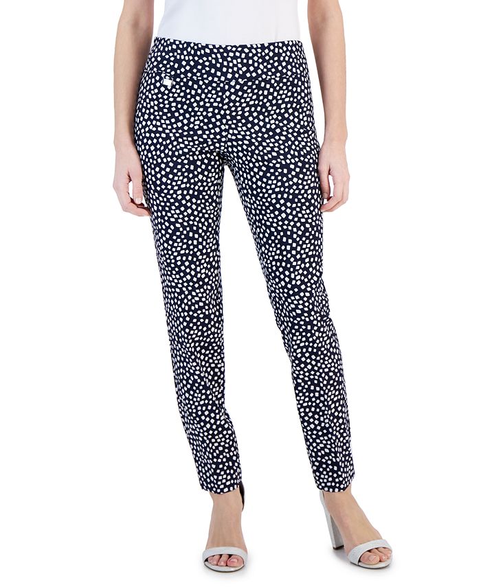 Alfani Petite Printed Pull-On Pants, Created for Macy's - Macy's