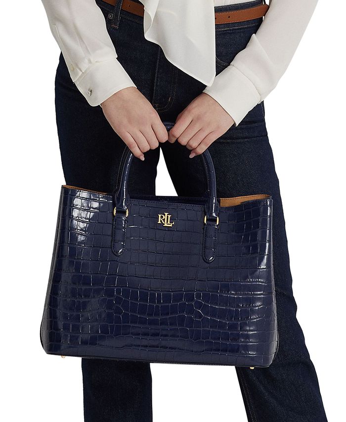 Lauren Ralph Lauren Embossed Leather Large Marcy Satchel Macy's