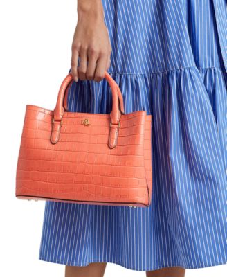 Lauren Ralph Lauren Embossed Leather Medium Marcy Satchel Macy's