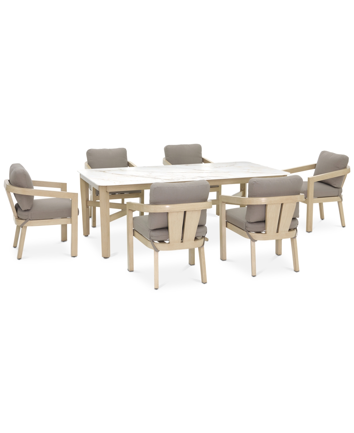 Agio Reid Outdoor 7-pc Dining Set, (table + 6 Dining Chairs), Created For Macy's In Solartex Bark