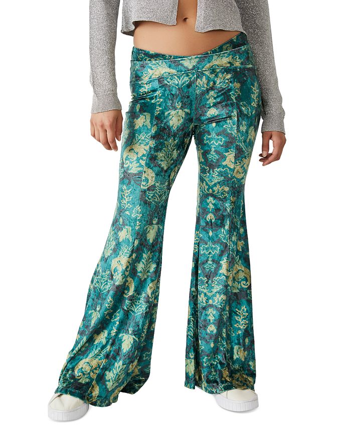 Free People Women's Hold Me Closer Printed Bell-Bottom Pants - Macy's