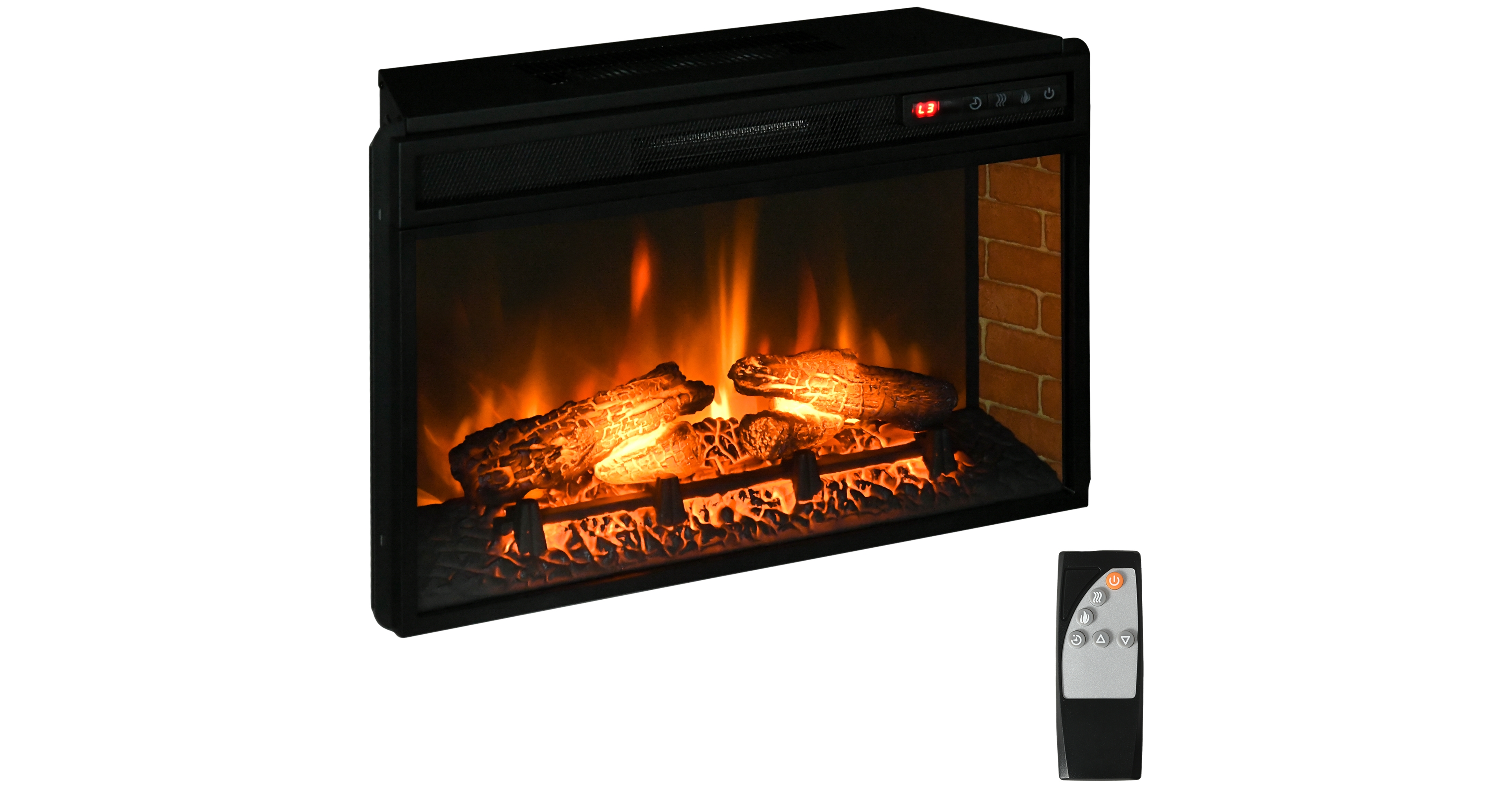 Homcom 27" 1400W Electric Fake Flame Fireplace Insert Space Heater w/ Remote