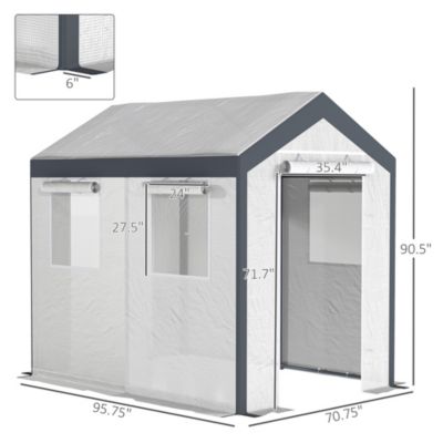 8' x 6' x 7.5' Steeple Walk-In house Tunnel Portable Garden Steel Frame