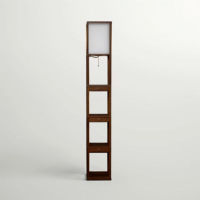 Maxwell Drawer 72" LED Shelf Floor Lamp with Lantern Shade