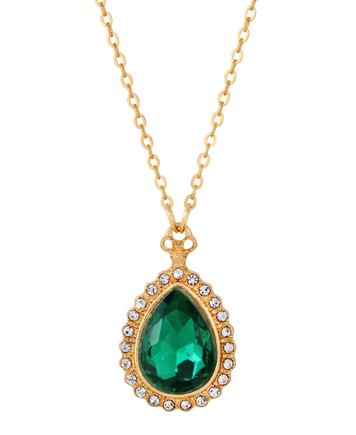 Victorian Jewelry Rings, Earrings, Necklaces, Hair Jewelry 2028 Teardrop Necklace - Green $21.00 AT vintagedancer.com