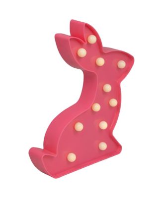 LED Lighted Pink Easter Bunny Marquee Wall Sign, 9.5"