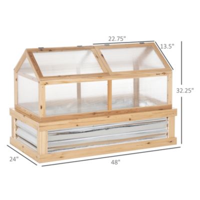 Raised Garden Bed with house Wooden Cold Frame Natural