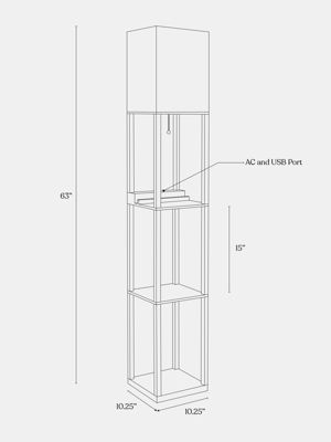Maxwell 63" LED Shelf Lamp with USB Port and Power Outlet