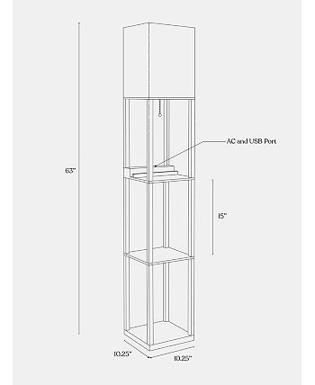 Brightech Maxwell Shelf & LED Floor Lamp with Lantern Shade, USB Port ...