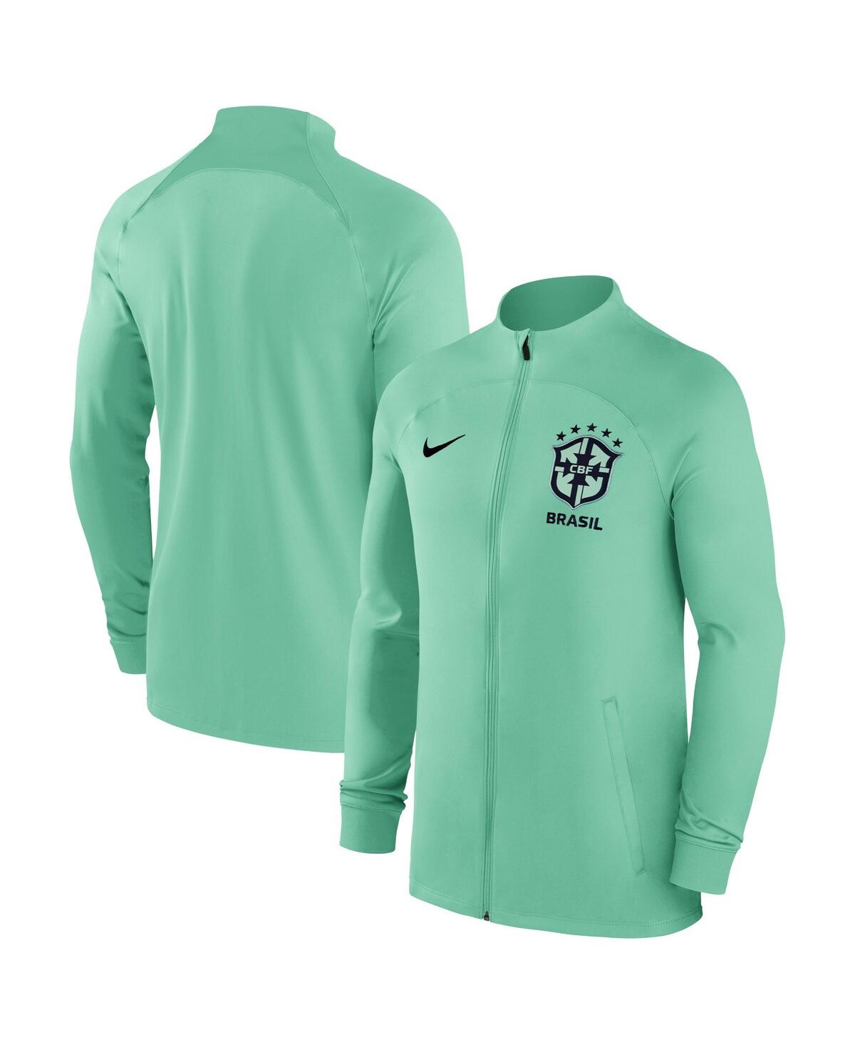 Shop Nike Men's  Brazil National Team Green Strike Raglan Full-zip Performance Track Jacket