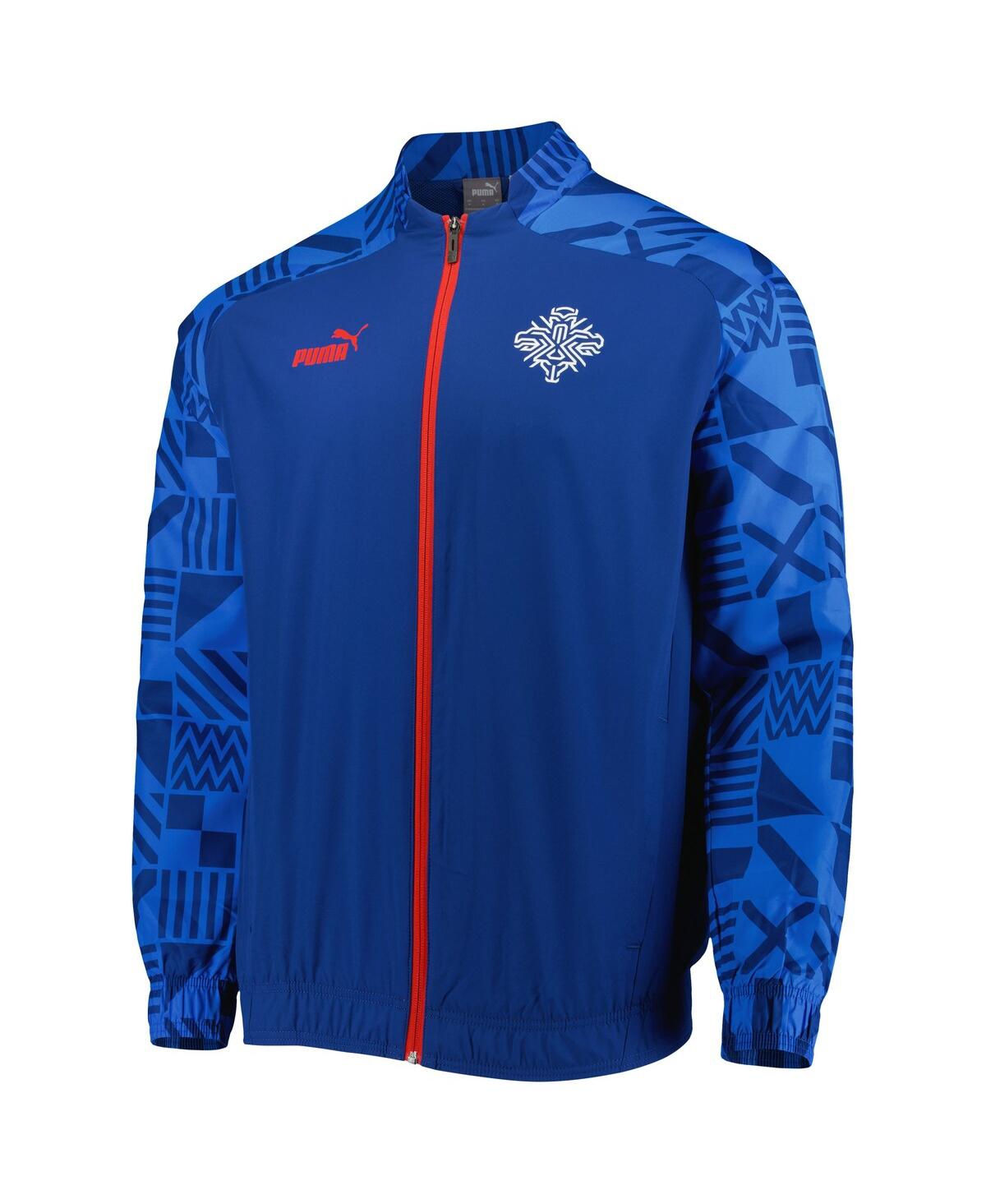Shop Puma Men's  Light Blue Iceland National Team Pre-match Raglan Full-zip Training Jacket