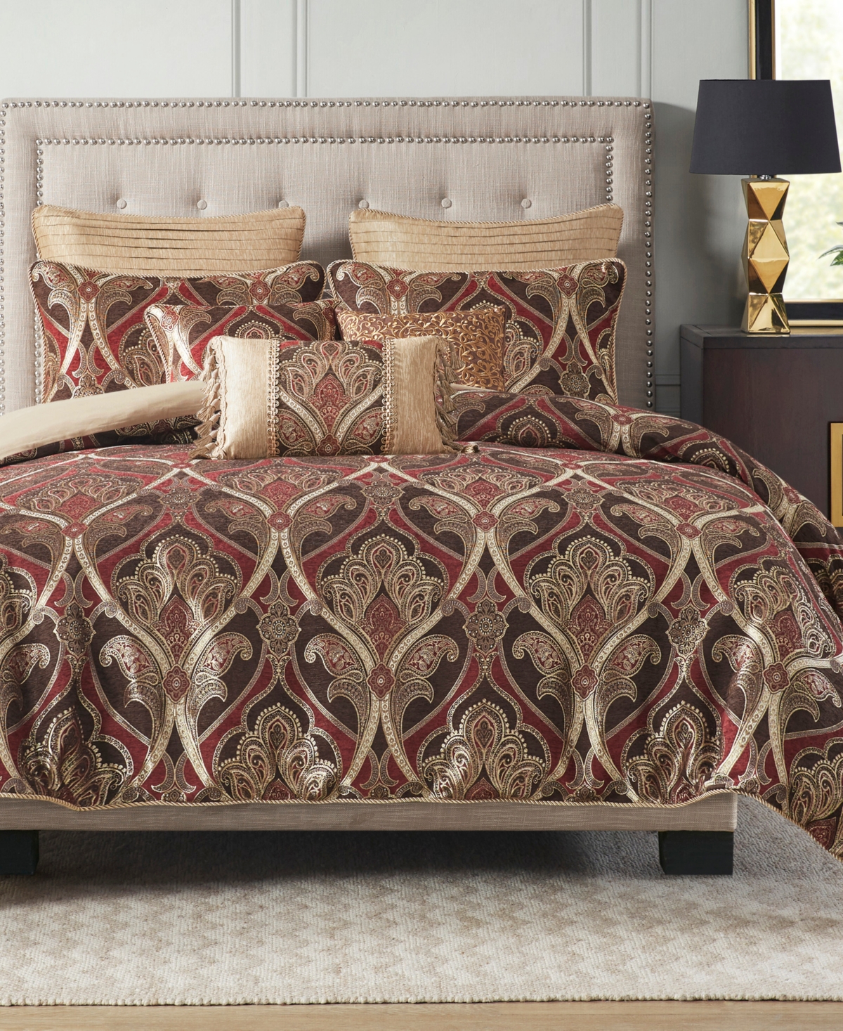 Madison Park Signature Royale Jacquard 9-pc.comforter Set, King In Red