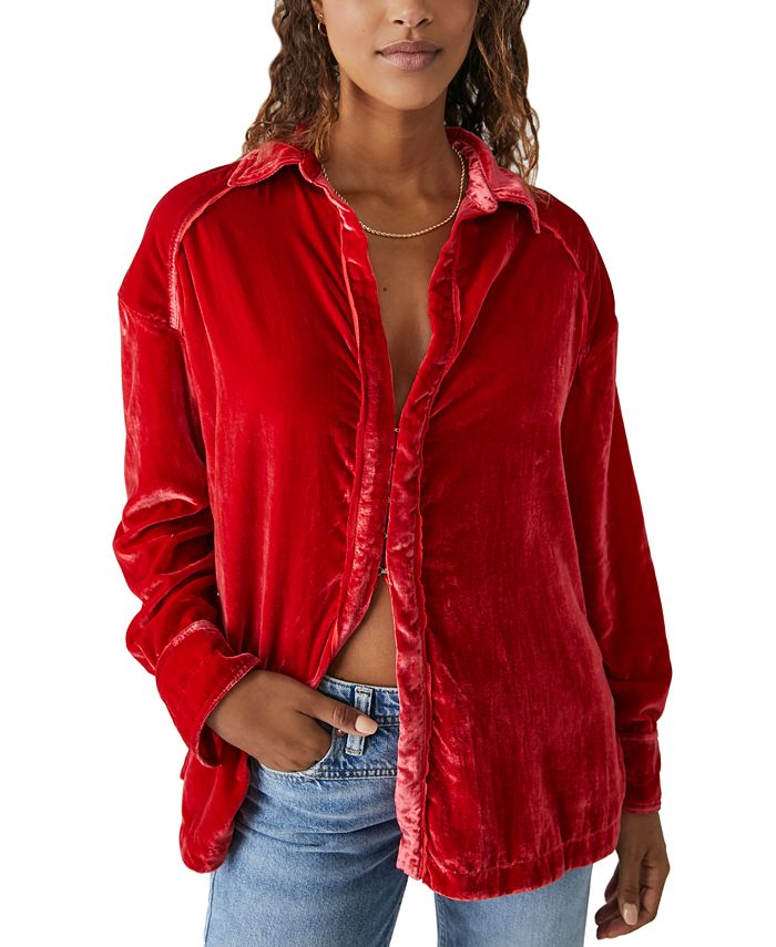 Free People Women's Marianne Velvet HookandEye Shirt Macy's