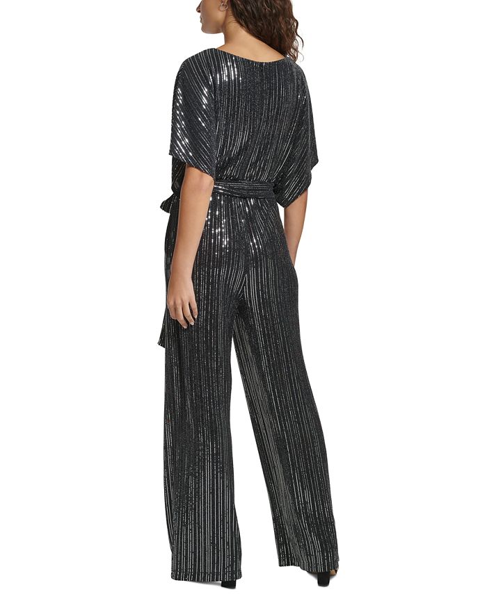Jessica Howard Women's Metallic ElbowSleeve Jumpsuit Macy's