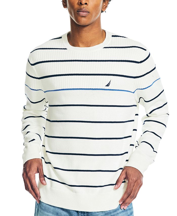 Nautica Men's ClassicFit Cotton Textured Striped Crewneck Sweater