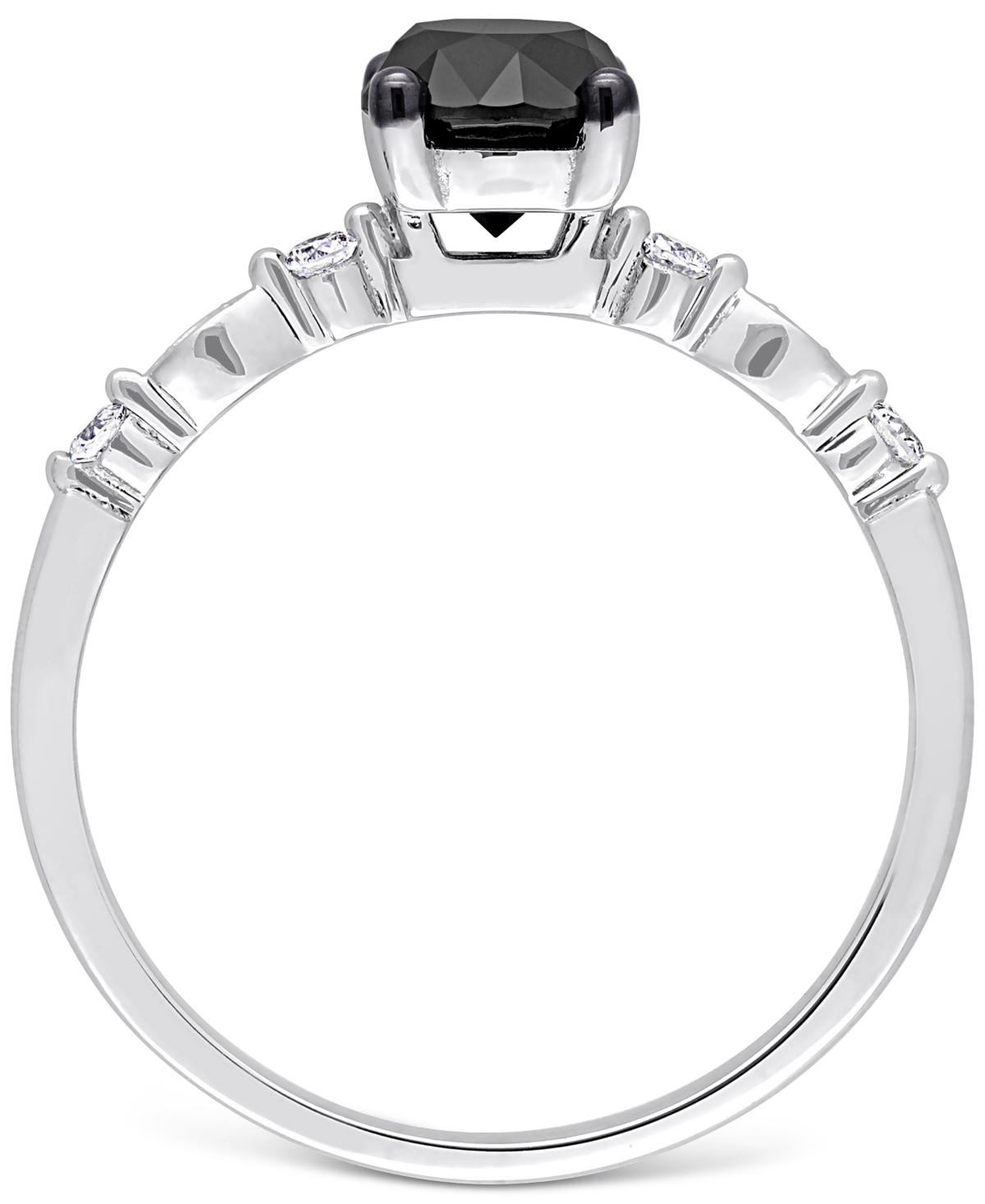 Black Diamond (1 ct. t.w.) & White Diamond Accent Engagement Ring in 14k- White Gold
