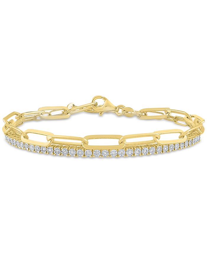 Macy s 2 Pc. Diamond Paperclip Link Bracelets 1 4 ct. t.w. in