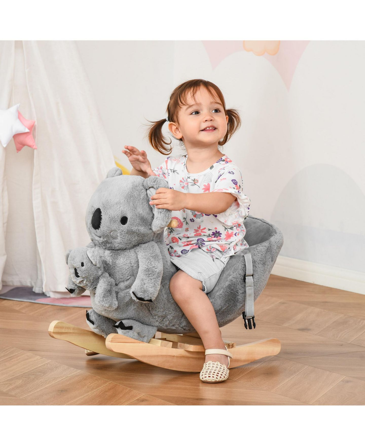 Детская игрушка Qaba Koala Ride-On Rocking Horse with Sounds, 99-lb. Capacity, Ages 18-36 Months — фото 9