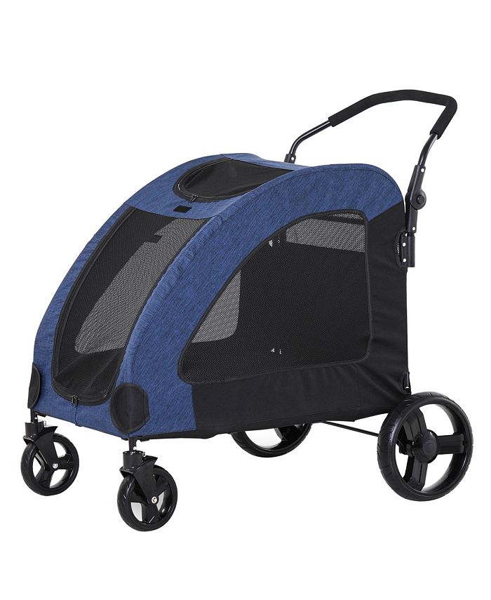 PawHut Pet Stroller with Storage Foldable for Medium Size Dogs Blue Macy's