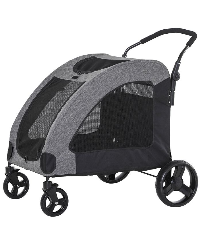 PawHut Pet Stroller with Storage Foldable for Medium Size Dogs Grey Macy's